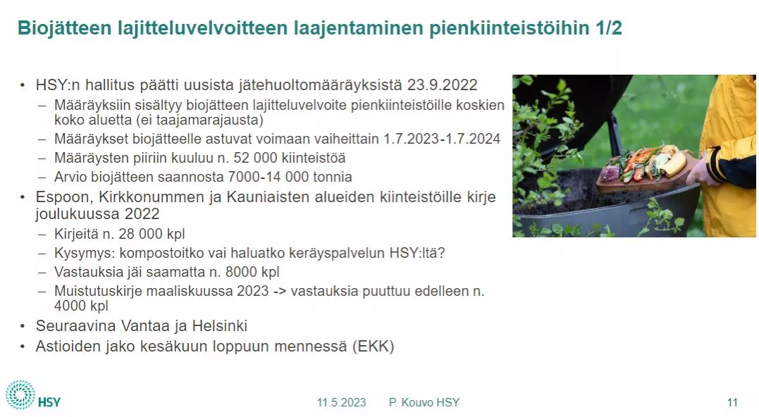 biojatteen lajitteluvelvoitteen laajentaminen pienkiinteistoihin